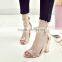 B22422A Ladies plus size High-end Suede hollow buckle high-heeled sandals