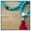 Factory wholesale price natural Turquoise mala beads necklace with hot pink cotton tassel