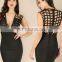 Women Sexy Sleeveless Deep V Hollow Out Cocktail Clubwear Party Mini Bandage Bodycon Dresses