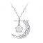 Senfai beautiful Moon shape necklace with a pendant inside