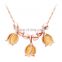 New Wholesale Three Tulips Shape Rhinestone Rose Gold Pendant Chain Necklace For Grils