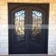 high quality exterior black jamb removable screen french design anti rust double wrought iron front entry door for sale