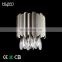 HUAYI Modern Style Luxury Stainless Steel 40w Crystal Bedroom Hotel Indoor Bedside LED Wall Light