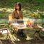 New design outdoor lightweight bbq picnic roll up bamboo tablet folding beech wood camping table with storage bag