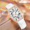 SINOBI 2022 New Woman Watches Quartz S9856L Female White Leather Watch Square Case