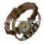 Hotselling handmade braided leather bracelet multy layer wrap watch bracelet cheap price