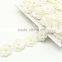 14yards Beaded Pearl cream white Flower Lace Ribbon Applique Motif Trim Venise Sewing on craft