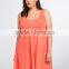 Textured Cross Back Coral Skater Dress 3XL Plus Size Dress