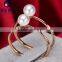 2016 Fine Japanese Akoya Pearls 18K Gold Rose Gold Double Pearl Rings for Girls