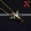 Hip-Hop Mens 14k Gold Plated Stainless Steel Lab Wings Angel Pendant Charm