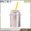 520ml insulated double wall stainless steel beer mug with straw