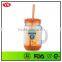 LFGB certificate plastic 20 oz custom mason jar with handle