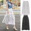 Stylish Lady Women Sweet Medium Elastic Waist Dot Chiffon Mild-calf Casual Pleated Skirt