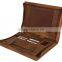 Boshiho customized luxury genuine leather portfolio folder with zipper