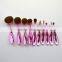 Private Label 10pcs Toothbrush Shape Rose Gold Oval Makeup Brush Set for Sale
