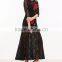 High Quality Brand Black Flower Embroidered Maxi Dresses Ladies Elegant Hollow Out Crochet Long Dresses Women's