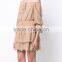 2017 summer fashion off shoulder nude color burn-out fabric dresses with back vent