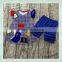 Back to school boutique outfit flutter sleeve and bule ruffle short pant holiday clothing kids sets