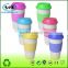 Promotional beautiful small capacity PP travel mug for coffee and tea with silicone sleeve