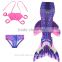 3pcs New Fairy Tale Kids Girl Mermaid Tail Swimmable Bikini Set Swimwear Costume