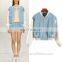 Custom Cowboy Plain Baseball Uniform Women Girls Slim Fit Jacket Stitching PU Sleeves