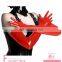 Long red and black pp material vinyl sexy womens adult wet look gloves for party