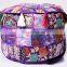 Indian Latest Patchwork Embroidery Design Ottoman Pouf Cover Round Traditional Footstool Cover