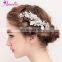 Bridal Hair Accessories Freshwater Pearls Enamel Leaf Clusters Lush Wedding Hair Side Comb Women Headwear For Jolly Holiday