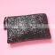 black glitter printed zodiac sign glitter clutch cosmetic bag wholesale makeup organizer bag