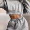 Custom logo knit two piece set women clothing joggers and crop top hoodie set
