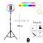 DDP terms TikTok Live broadcast LED Dimmable Ring Light USB Selfie RGB 32 colors makeup Ring light with Tripod Stand