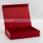 Foldable red custom logo printing a4 shallow magnetic gift packaging box with ribbon