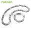 Topearl Jewelry Heavy Stainless Steel Set 11mm Flat Byzantine Set Chain Necklace Bracelet Silver Set SSJ02