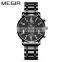 MEGIR 2160 Fashion Leather Stainless Steel Waterproof Chronograph Sport Wrist Watches Quartz Watch Man