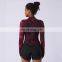 Hot Sale Fashion Tight Elastic Half Zip Yoga Tee Long Sleeves T-shirt Women Gym Fitness Sportswear Top