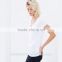 Hot Sale women blank color high quality fashion t shirt new arrival with v-neck t shirt TS038