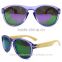 2015 fashion design natural bamboo temple sunglasses with PC frame unique eyewear factory cheap sale