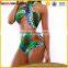 Lady swimwear green snakeskin pattern sexy microkini open girl beach bikini