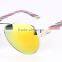 JMP614 Colorful Wood Temple Sunglasses Aviator Metal Frame with Blue Mirror UV400 Lens