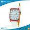 Unisex fashion slim case PU strap living watreproof square watch