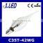 High power pass CE ROHS 42w glass body c35 halogen bulb with tail e14