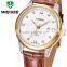 Luxury Brand Gold Military Genuine Leather Rhinestone Quartz Man Watch WEIDE 93008R