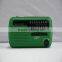 Design solar emergency radio, hand crank to wind up, flashlight, phone charger, green