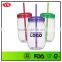 Single wall plastic acrylic jars with straws and lids