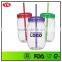 18oz bpa free clear plastic mason jar without handle