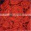 Red floral china embroidery lace fabric wholesale, fashion cord lace fabric