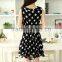 201 Ladies Long summer Chiffon Sexy Dress Fashion Chiffon Black White Dot Korean Summer Dress