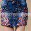 National wind embroidery rivet jeans skirt Mini Skirt