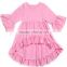 Wholesale long ruffle sleeve 100%cotton T-shirts for baby girls