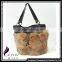 CX-H-10B High Quality Fashion Leather Handbags Women Real Fox Fur Ladies Hand Bag